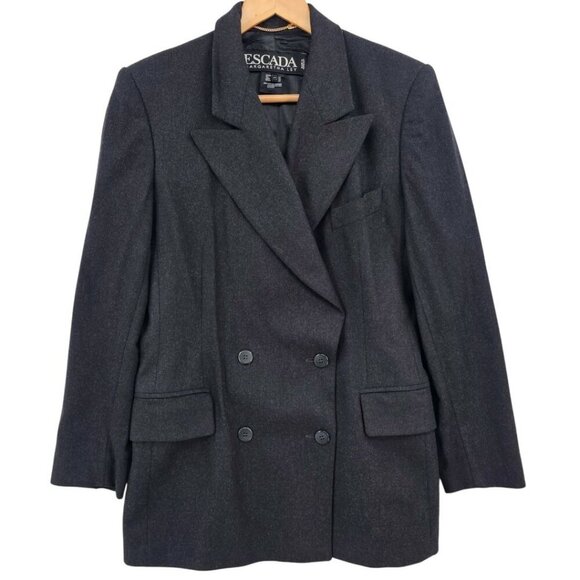 Escada Vintage Womens 42‎ 100% Cashmere Charcoal Grey Coat - Picture 1 of 10